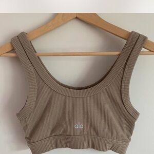 Alo Ribbed Tan Sports Bra/top